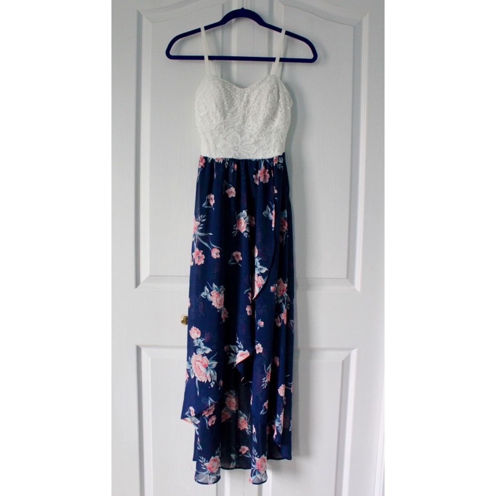 Lily Rose White Lace | Small Floral Maxi Dress | Juniors Summer Floral Dress